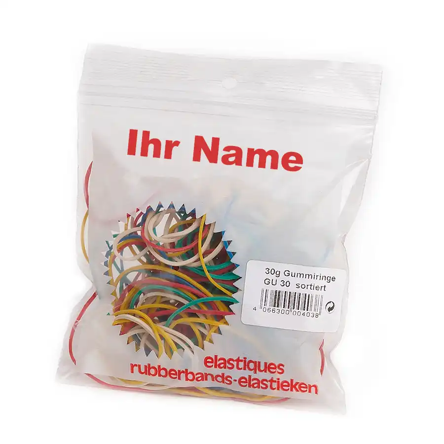 Gummiringe und Gummibänder Gummibandbeutel mit individueller Aufmachung