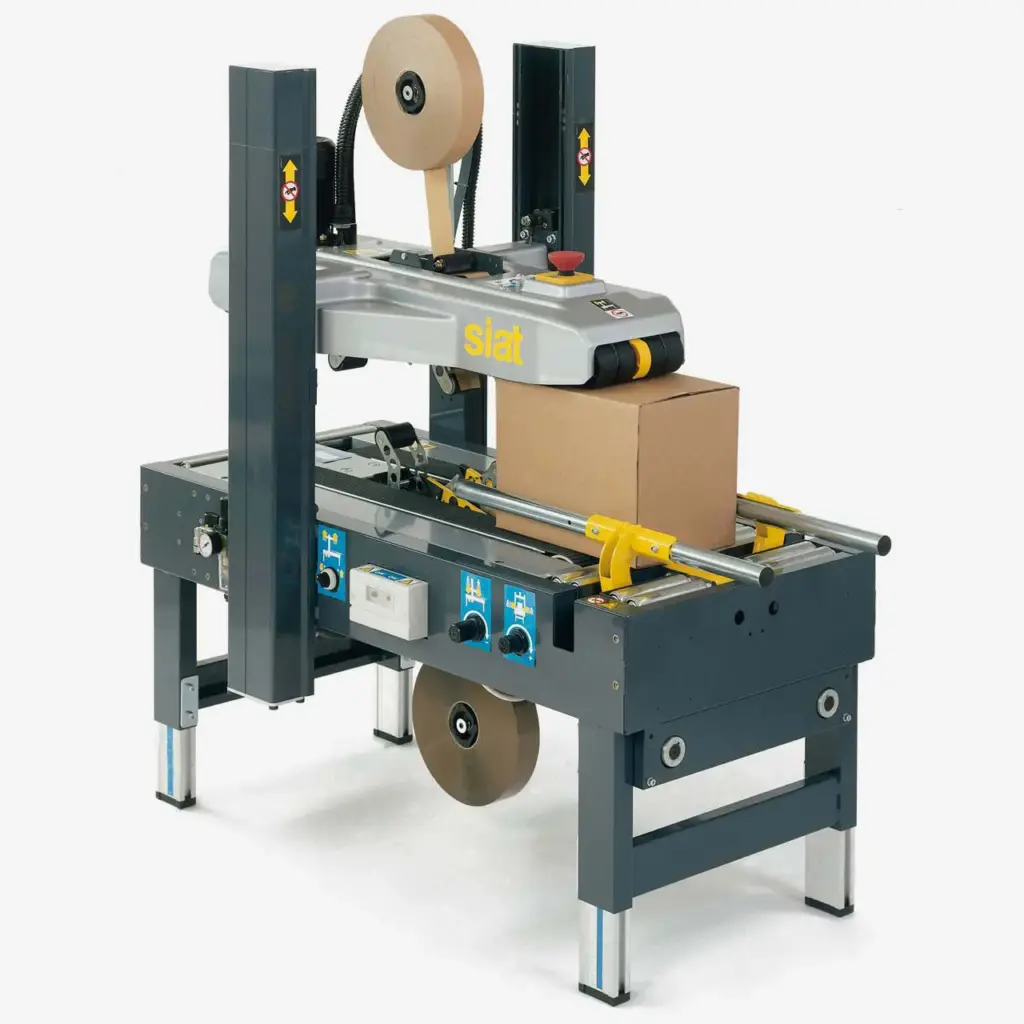 Halbautomaten SR 20 Halbautomatische Kartonverschließmaschine mit pneumatischer Einstellung Art. 983030